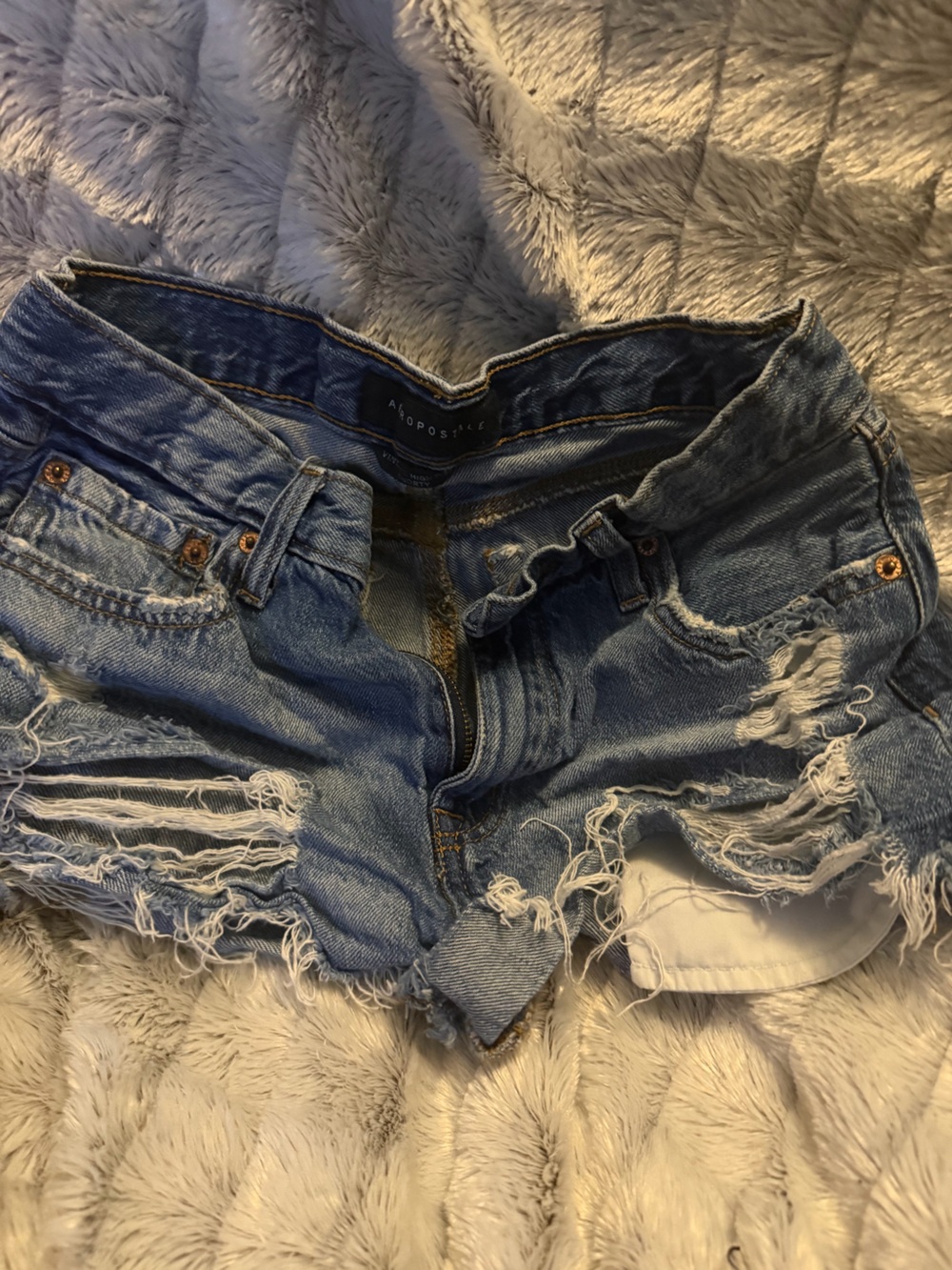 Aeropostale Ripped Light Blue Denim Shorts